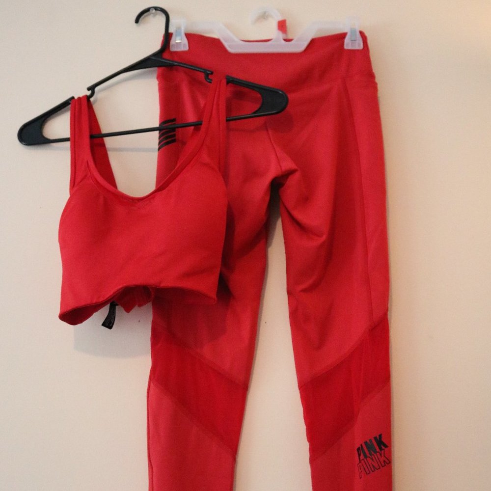 Red Medium Support Sports Bra and Legging Set from PINK